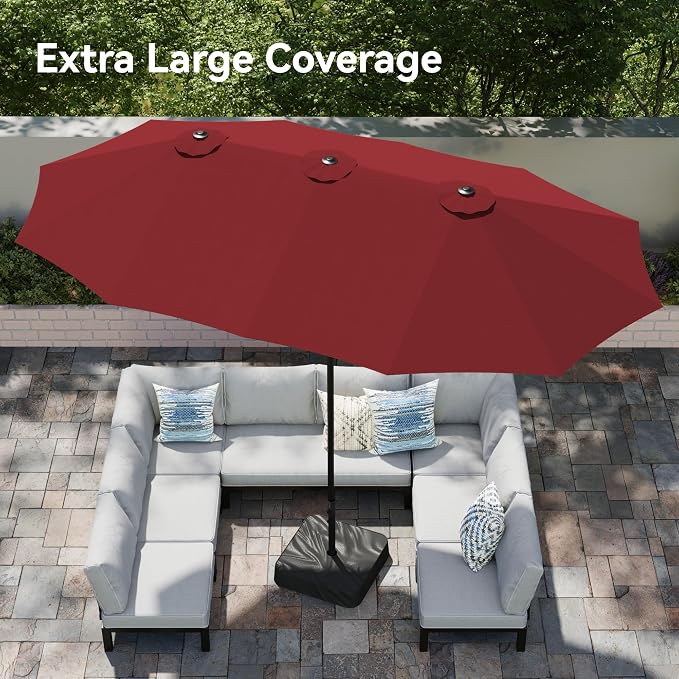 PHI VILLA 15ft Patio Umbrella Double-Sided Outdoor Market Extra Large Umbrella - Image 2