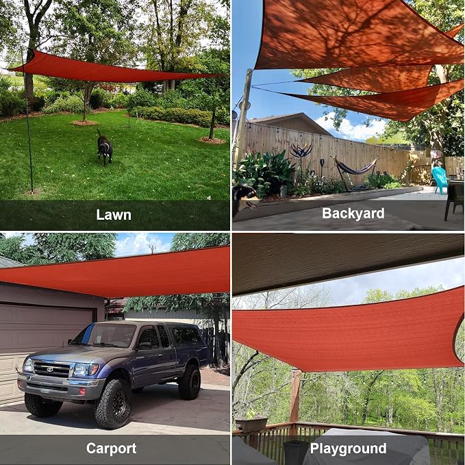 SUNLAX Sun Shade Sail 8' x 10' Terra Red Rectangle Canopy Sail Shade Cover UV - Image 8