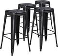 Flash Furniture Kai Commercial Grade 4 Pack 30" High Backless Distressed Black by FlashFurniture