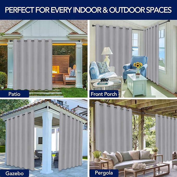 PureFit Outdoor Curtains for Patio Waterproof Weatherproof, UV and Fade - Image 5