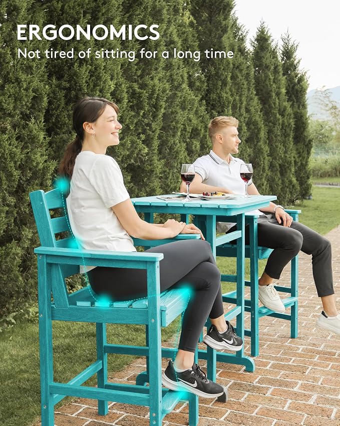 SERWALL Balcony Adirondack Chairs and Table 3 Pieces Set, Adirondack Bar Height - Image 5
