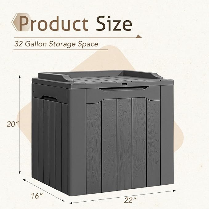 Flamaker Deck Box 31 Gallon Waterproof Resin Small Deck Box - Image 6