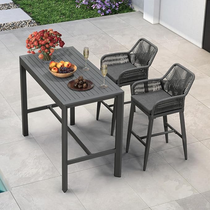 PURPLE LEAF Outdoor 29" Bar Stools Set of 2, Boho Patio Bar Height Chair - Image 7