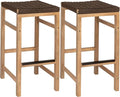 JONATHAN Y BSL1201C-SET2 Armand 30" Modern Coastal Backless Acacia Wood Outdoor by JONATHANY