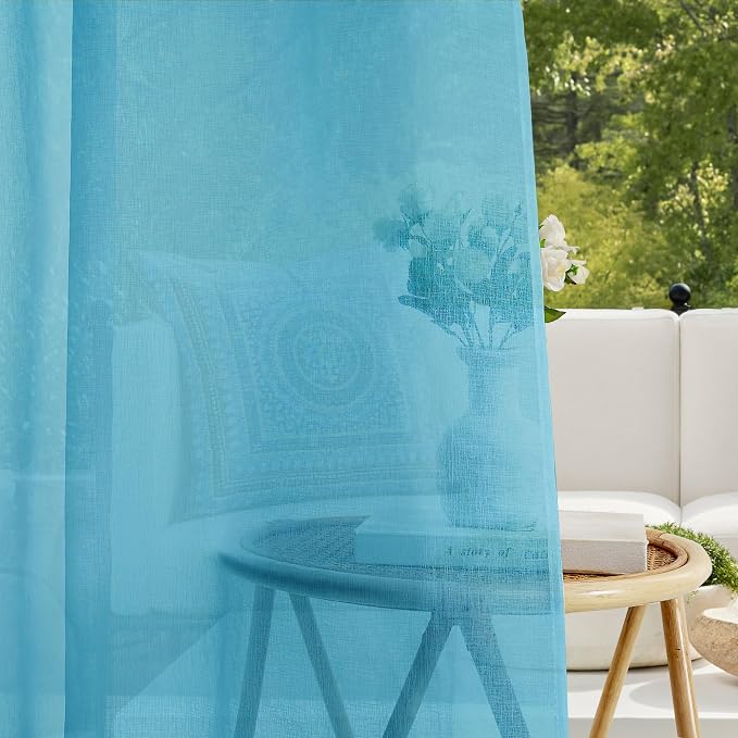 RYB HOME Outdoor Sheer Curtains Waterproof - Image 2