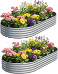 zizin 2 Pack Galvanized Raised Garden Bed Metal Oval Raised Garden Beds Outdoor by zizin