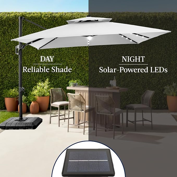 Best Choice Products 12x12ft LED Cantilever Patio Umbrella w/Base Included & - Image 6