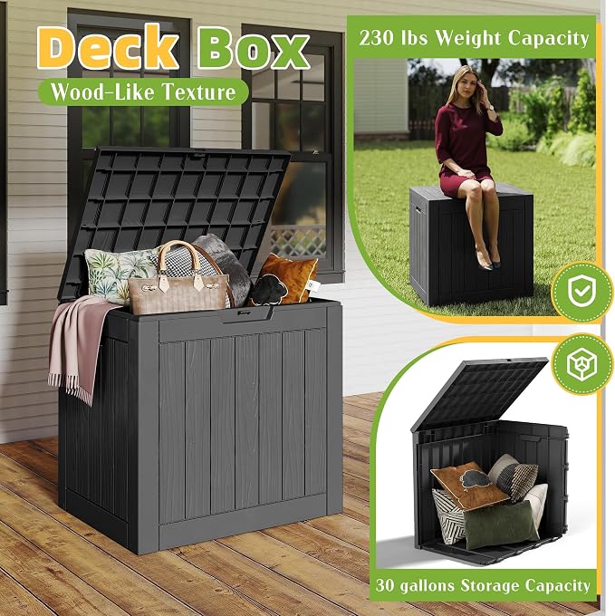 30 Gallon Waterproof Outdoor Storage Box, Resin Deck Box, Lockable Outside - Image 4