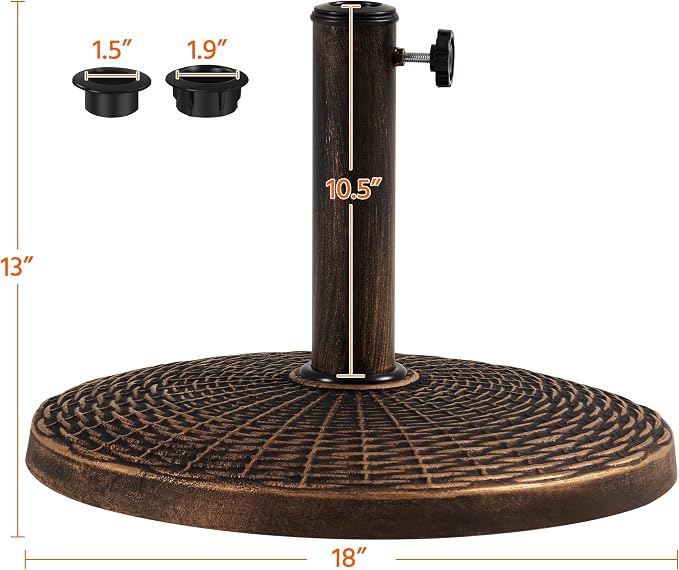 Yaheetech 22 lbs Heavy Duty Outdoor Umbrella Base 18" Round Patio All-Weather - Image 3