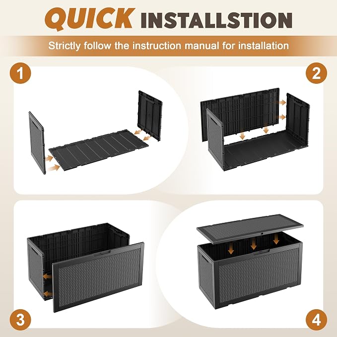 Outdoor Storage Box, Resin Deck Boxes Indoor and outdoor, Waterproof Storage - Image 8