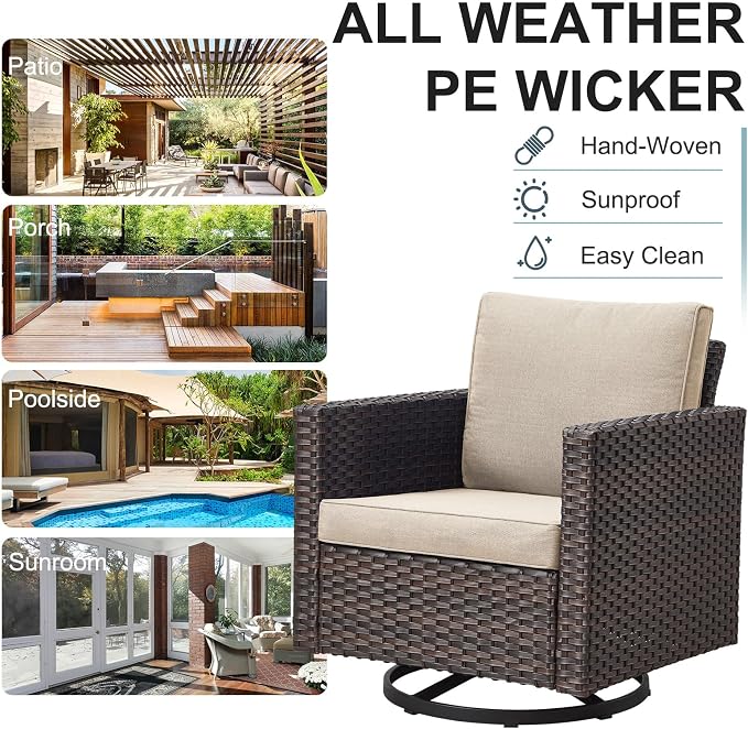 Belord Wicker Patio Furniture 5 Piece Outdoor Sofa Set, Oversize Outdoor Swivel - Image 7