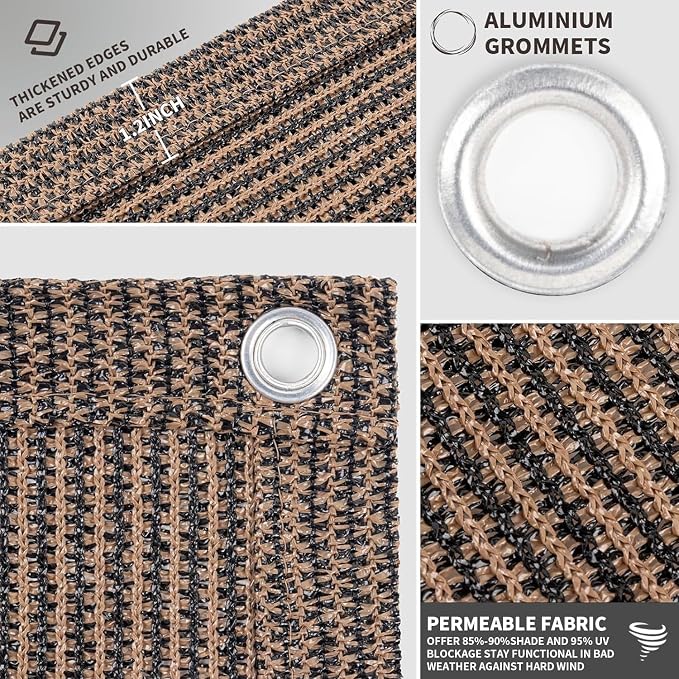 LOVE STORY Custom Size 3'x12' Brown Balcony Privacy Screen, UV Block Privacy - Image 3