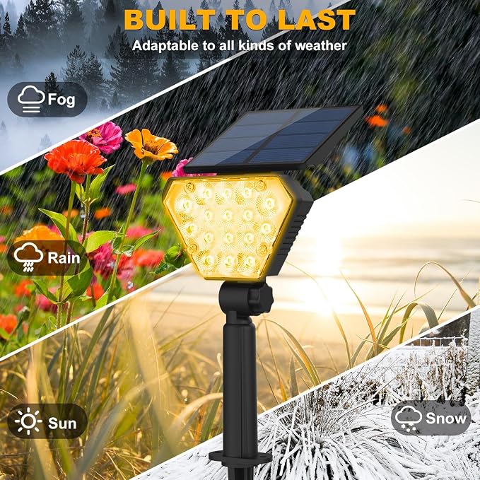 T-SUN Solar Lights Outdoor Waterproof IP65, 12 Pack LED Solar Spot Lights Color - Image 5