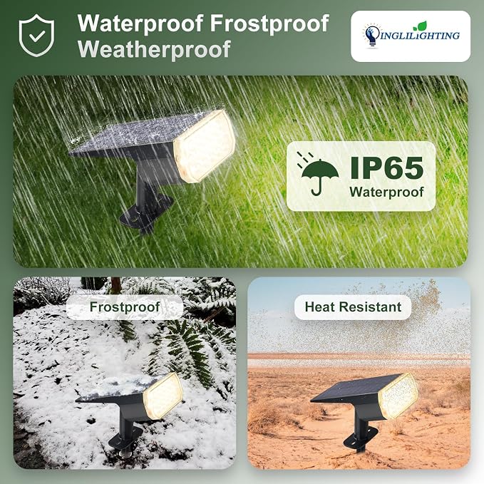 DINGLILIGHTING Waterproof Solar Lights Outdoor: IP65 Led Spot Light Decorations - Image 4