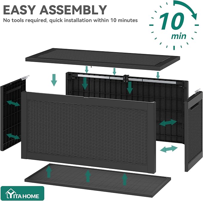 YITAHOME XXL 260 Gal Large Deck Box, Outdoor Resin Storage Box, Rattan Storage - Image 5