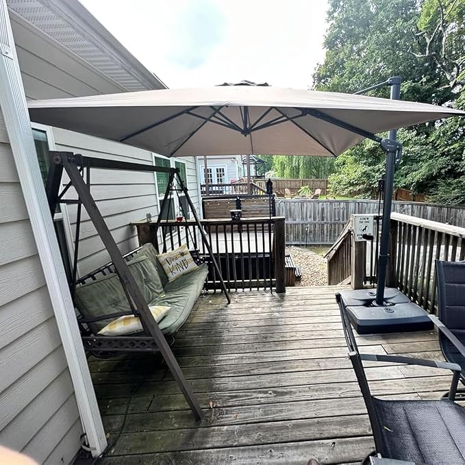 PURPLE LEAF Patio Umbrella 9' X 9' Rectangle Cantilever Umbrella Large Aluminum by Unknown