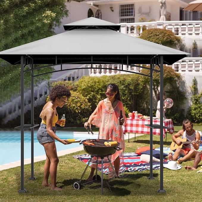 Grill Gazebo Replacement Top, 5 * 8 Outdoor BBQ Top Cover, Double Layer BBQ - Image 5