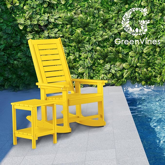GREENVINES Outdoor Rocking Chairs | Set of 2 | Porch Rocker | HDPE Plastic | - Image 6