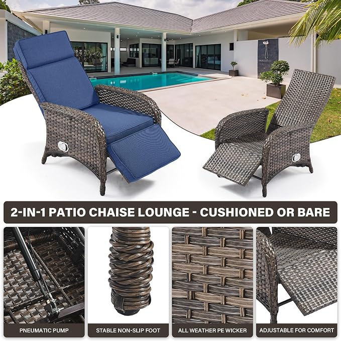 Belord Versatile Outdoor Recliner Chair Set of 3 - Image 6