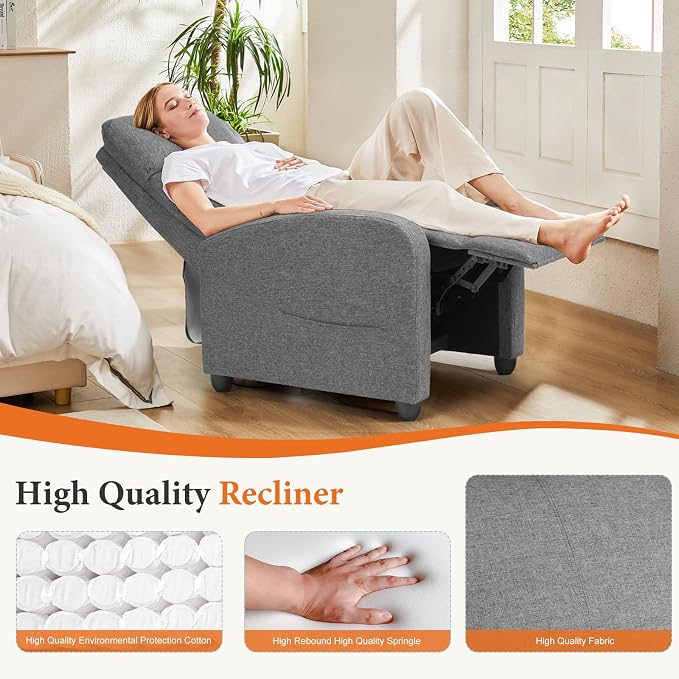 Sweetcrispy Recliner Chair Fabric Recliner Sofa No Massage, Home Theater Seating - Image 7