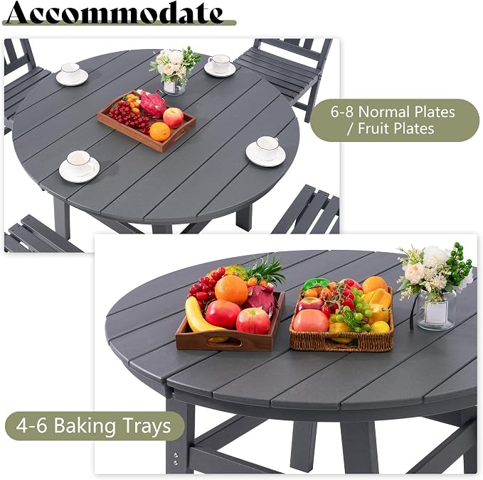 AMERLIFE 5 Piece HDPE Outdoor Dining Table & Chairs Set, All-Weather Patio - Image 7