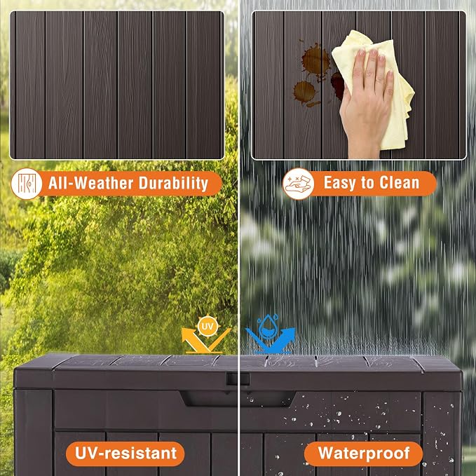Sweetcrispy Deck Box with 31 Gallon Capacity, Weatherproof Resin Lockable - Image 6