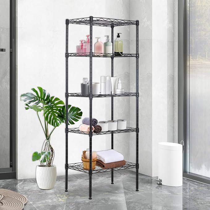 BestOffice | 5-Tier Wire Storage Shelves | 17x12x48 | Black | - Image 2