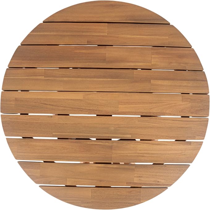 Merax Patio Outdoor Acacia Wood Round Coffee Table - Image 4