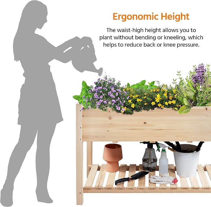 Yaheetech 47x23x32in Wooden Raised Garden Bed - Image 5