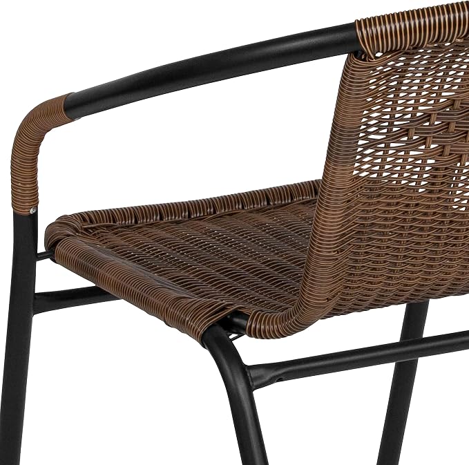 Flash Furniture Lila Medium Brown Rattan Indoor-Outdoor Restaurant Stack Chair - Image 12