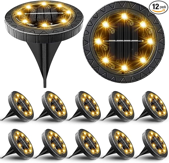 Solar Powered Ground lights 12 Pack, Waterproof LED Solar Lights Outdoor Solar by Kdorrku