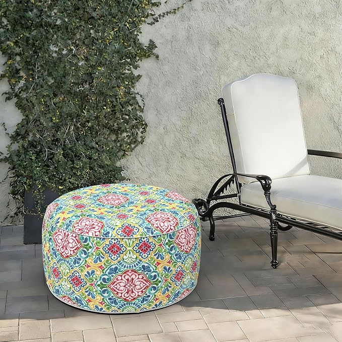 LVTXIII Indoor/Outdoor Extra Large Inflatable Ottoman Pouf D31 x H14 Inch - Image 2