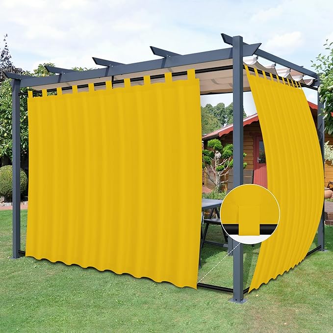 Easy-Going Outdoor Patio Curtains Detachable Tab Top Windproof Weatherproof by Easy-Going