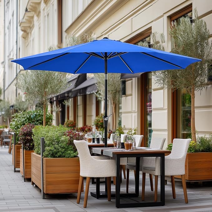 OLIXIS 9ft Patio Umbrella with Tilt and Crank Button & 8 Sturdy Ribs Waterproof - Image 8