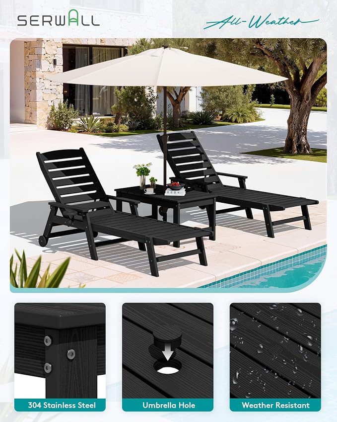 SERWALL Outdoor Coffee Table, HDPE Patio Coffee Table - Image 9