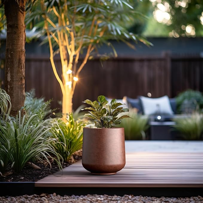 Kante 11.6" Dia Round Concrete Planter, Outdoor Indoor Large Plant Pots - Image 3