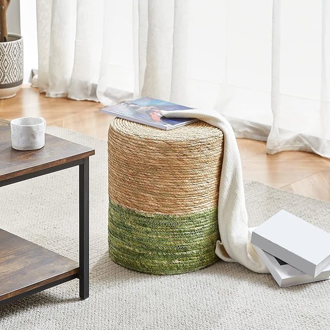 Wimarsbon Ottoman Poof, Natural Seagrass Poufs, Hand Weave Round Footstool - Image 5