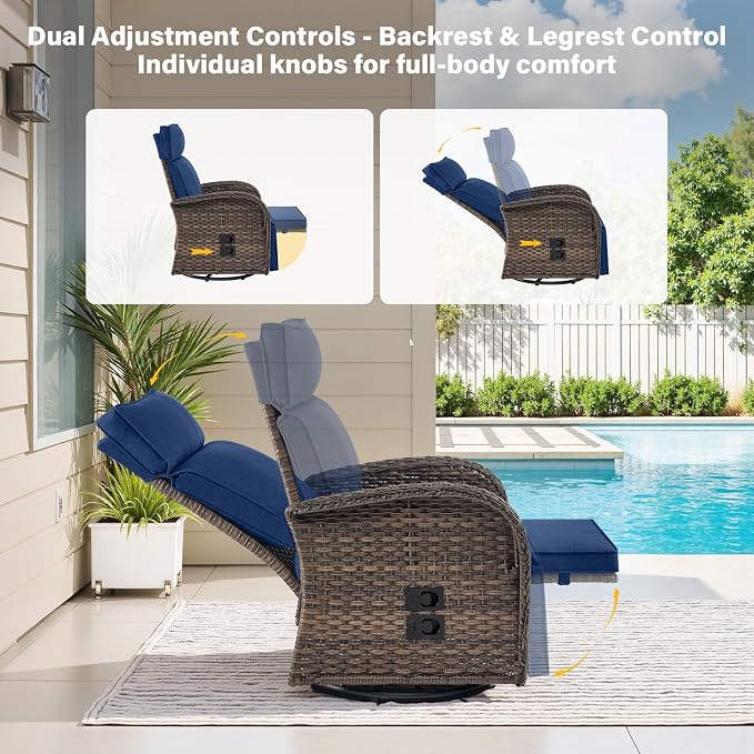 Belord Swivel Outdoor Recliner Chair Set of 2 - Image 5