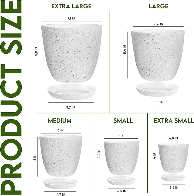 Utopia Home - Spotty Plant Pots Indoor - 7/6.6/6/5.3/4.8 Inches Flower Pots - 5 - Image 2