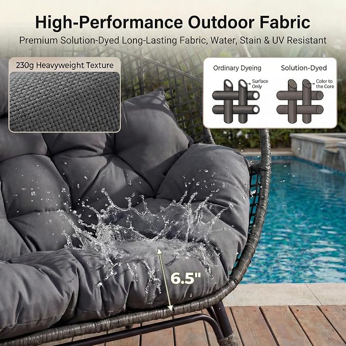 NICESOUL® Double Egg Chair Indoor Outdoor Stationary Oversized 6.5" Thick - Image 8