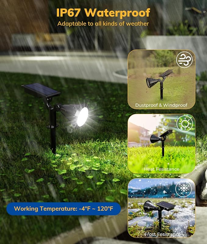Solar Spot Lights for Outside, 21 LED Outdoor Solar Lights for Yard, 4 Pack - Image 3