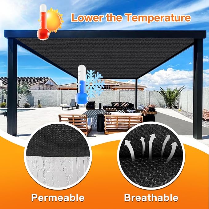 Artpuch Outdoor Pergola Shade Cover 10x22 FT Sun Shade Cloth - Image 4