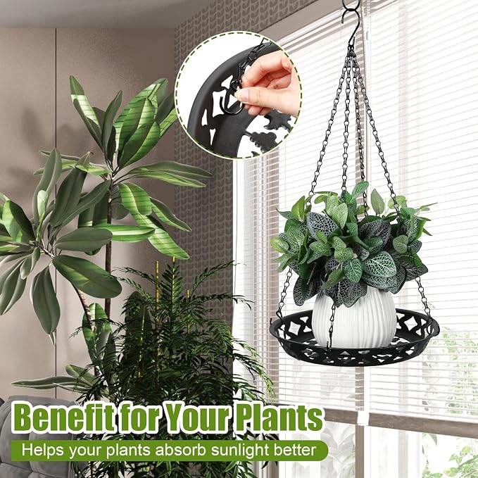 Enhon 3 Pack Plant Hanger, 12 Inch Metal Hanging Planter - Image 2