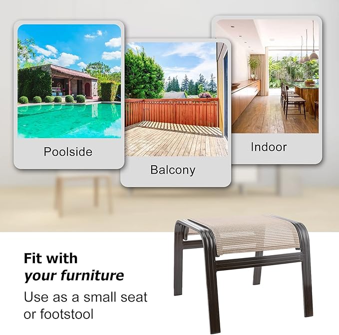 Outdoor Patio Footstools Aluminum Outdoor Ottomans Footrest Small Seating - Image 6