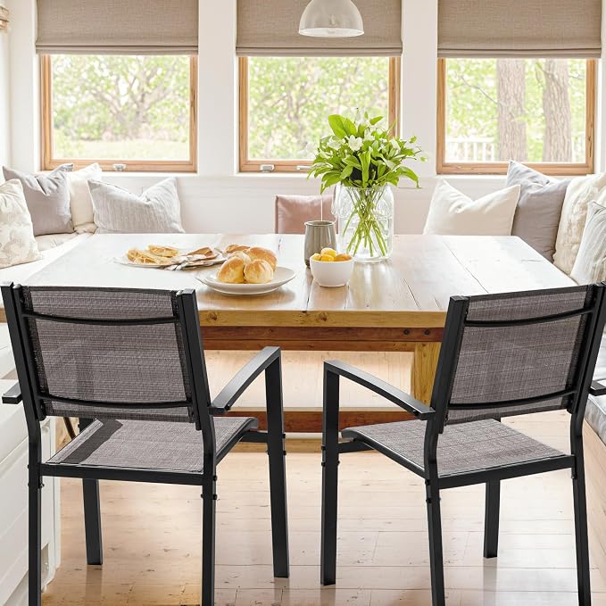 Flamaker Patio Chairs Textilene Outdoor Chairs Set of 6 Stackable Dining Chair - Image 6