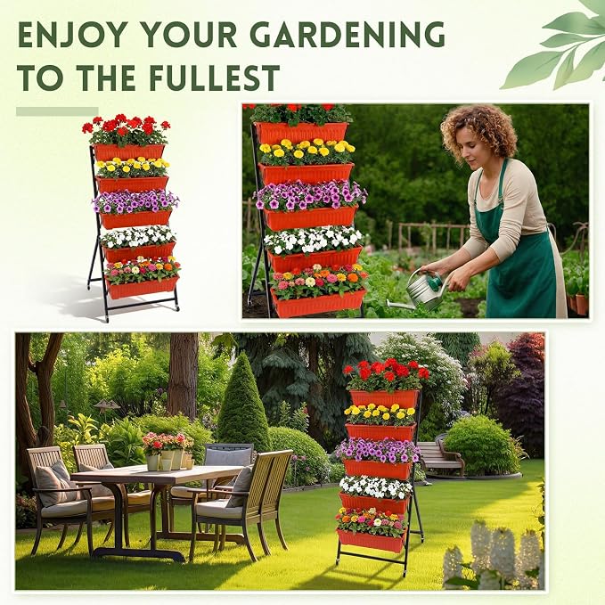 2 Pack 5-tier Vertical Garden Planter 4.5 ft Tall Raised Garden Bed - Image 3