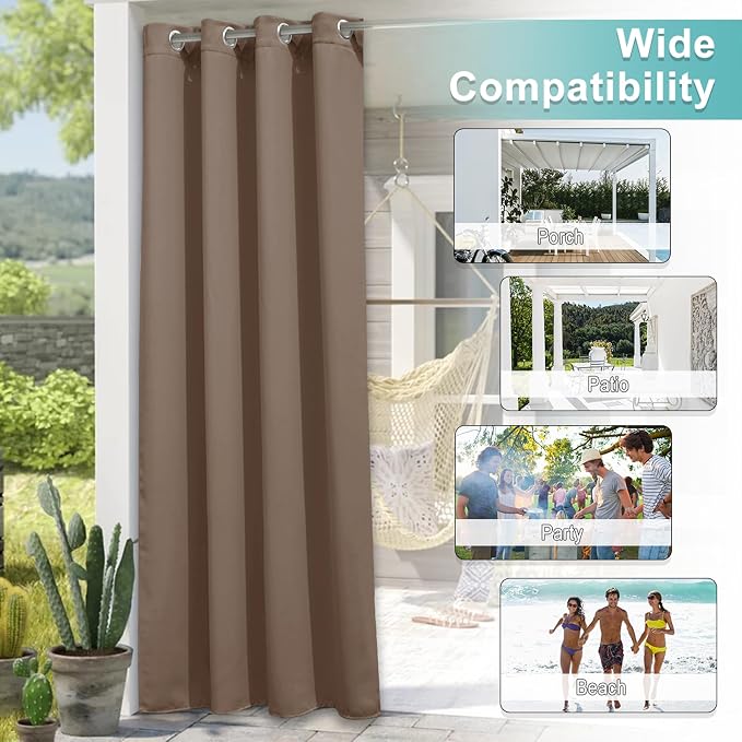 NICETOWN Outdoor Patio Curtain 95 inch Long, Summer Heat Reducing Drapes - Image 3