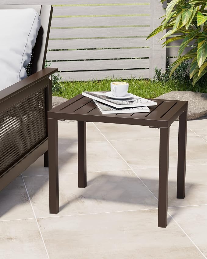 Crestlive Products Outdoor Side Table, Aluminum Rectangular Side/End Table - Image 4