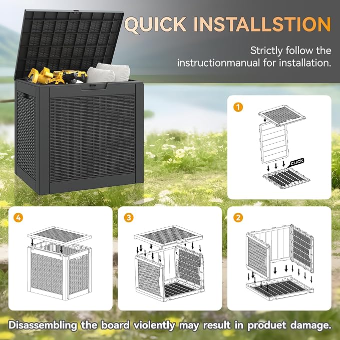 Outdoor Storage Box, Resin Deck Boxes Indoor and outdoor, Waterproof Storage - Image 4