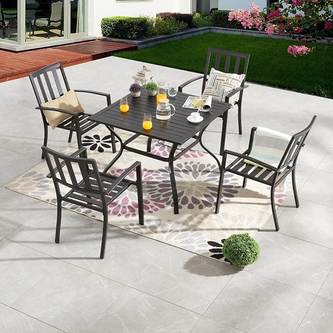 PHI VILLA 5 Pieces Outdoor Metal Dining Set - Image 7